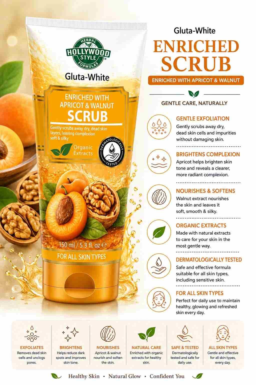 Apricot & Walnut Scrub 150ml - Image 2