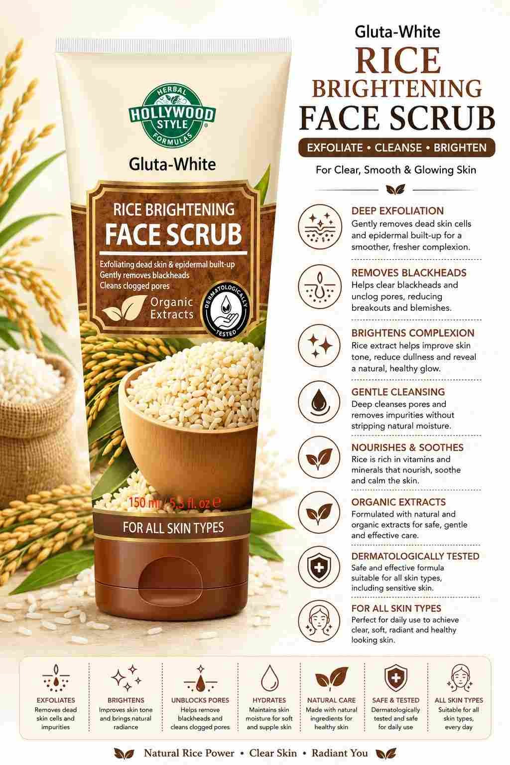 Brightening Rice Face Scrub 150ml - Image 2