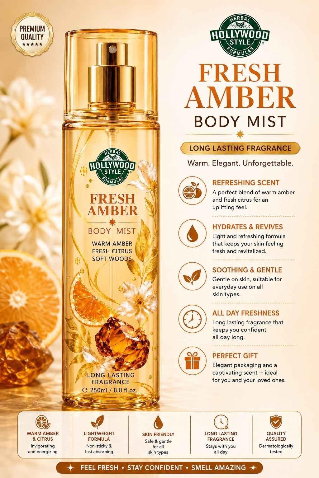 Fresh Amber Body Mist 250ml - Image 2